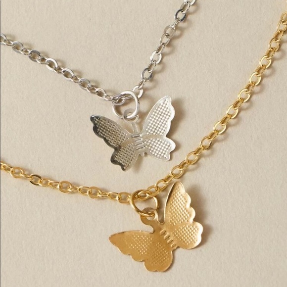 2 Pc. Butterfly Charm Necklaces - Picture 3 of 4